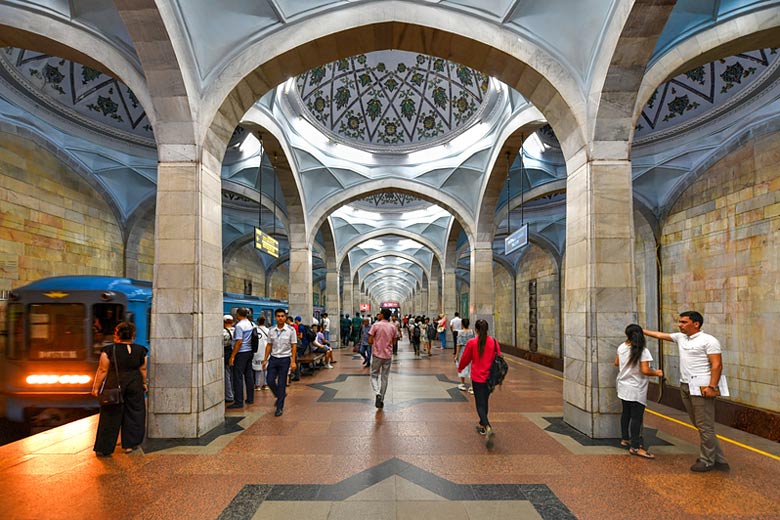 One of Tashkent's ornately decorated Metro stations