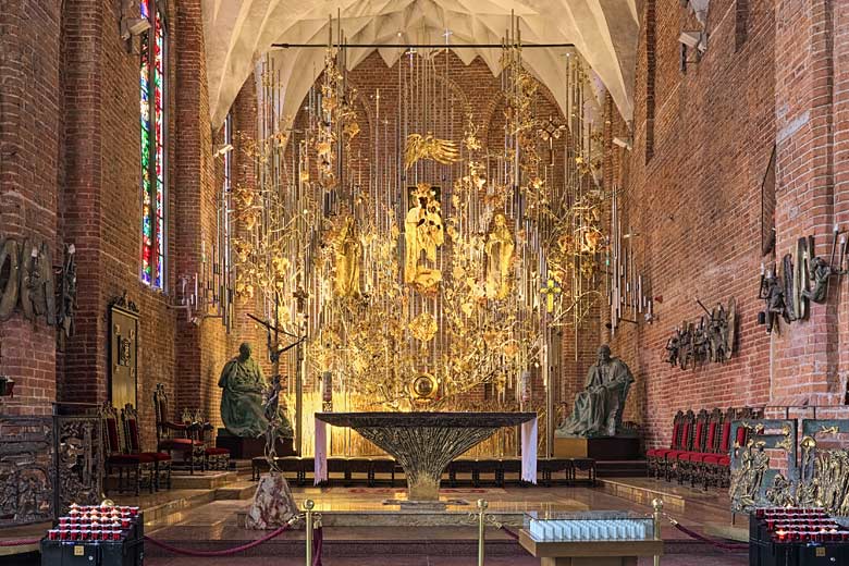 The unmissable amber altar in St Bridget's, Gdansk