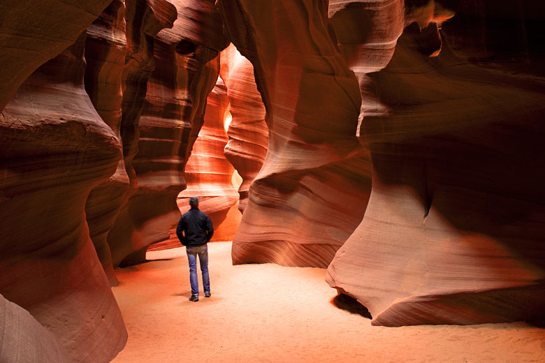 Weather-worn sandstone in Antelope Canyon, Arizona