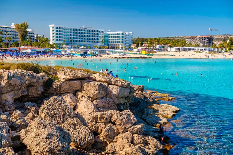 Sunny day in April on Nissi Beach, Cyprus