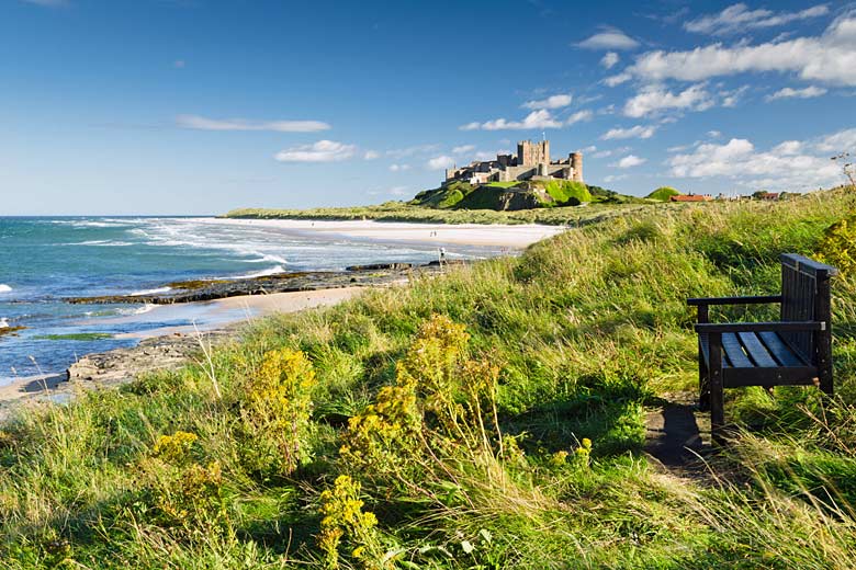 Dramatic Bamburgh Castle on the wild Northumberland coast