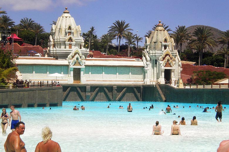 The white sand beach at Siam Park