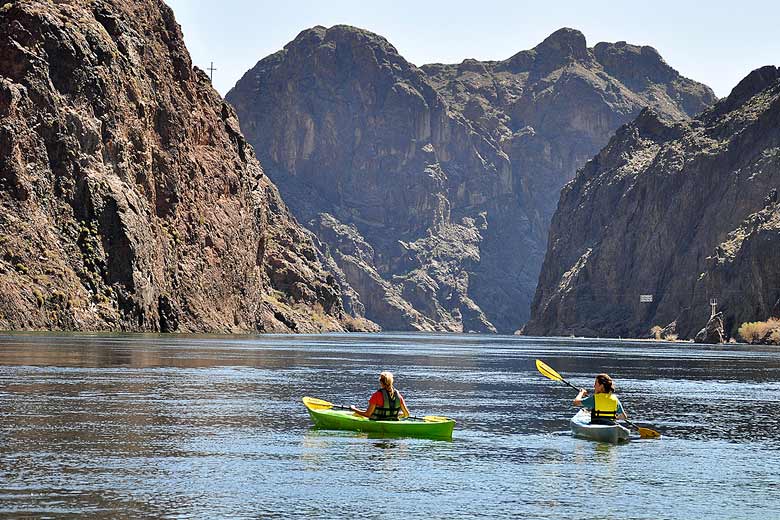 Kayaking through Black Canyon Wilderness Area on Lake Mead