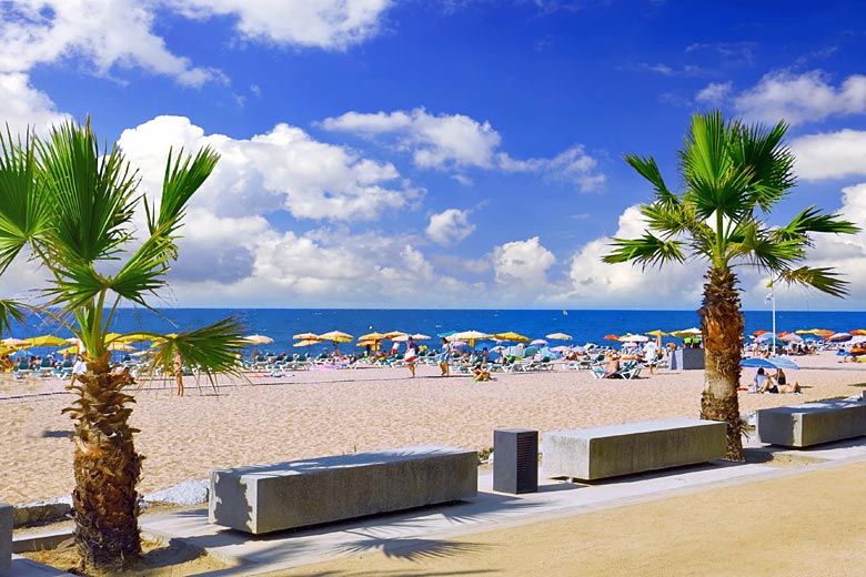 At the coast in Barceloneta, Barcelona, Spain