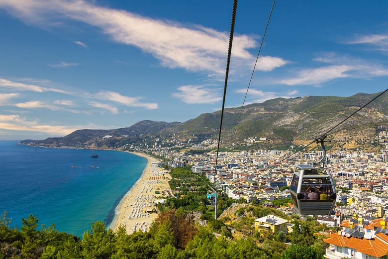 Cleopatra Beach and the city of Alanya