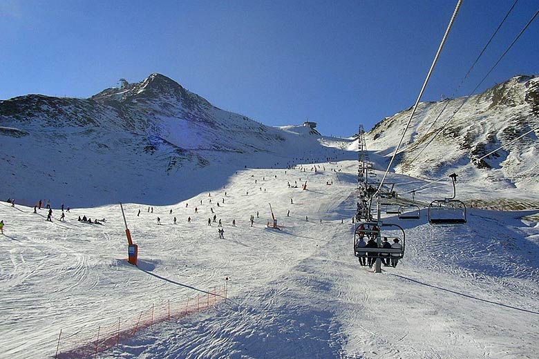 Riding up the Coll Blanc, Pas de la Casa, Andorra