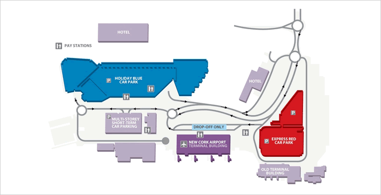 Cork Airport car park location map