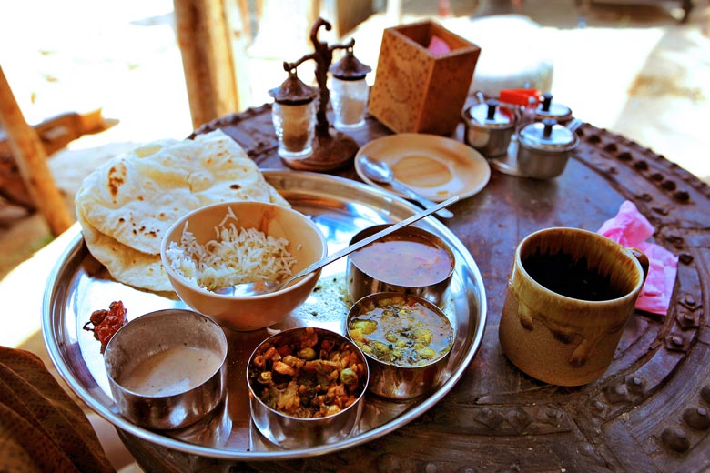 Delicious curry lunch on the beach in Goa