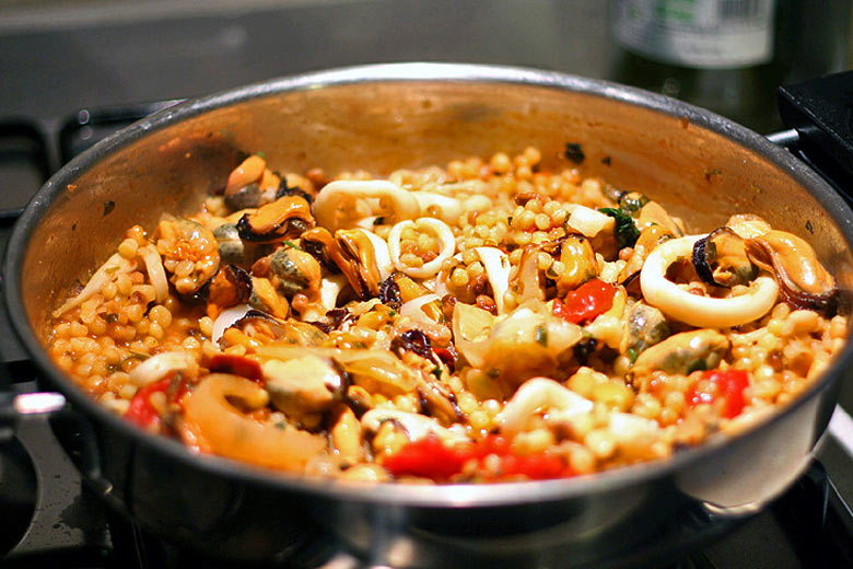 Fregula with mussels & calamari