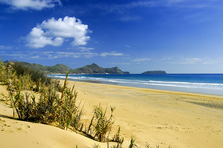 Golden sand beach on Porto Santo Island, Madeira