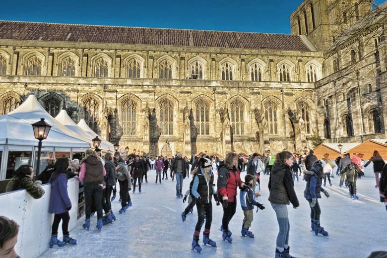 Don a pair of skates for the ice rink at Winchester Cathedral