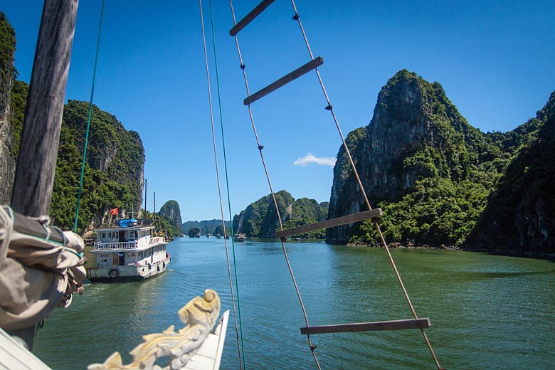 Cruising through the islands of Halong Bay