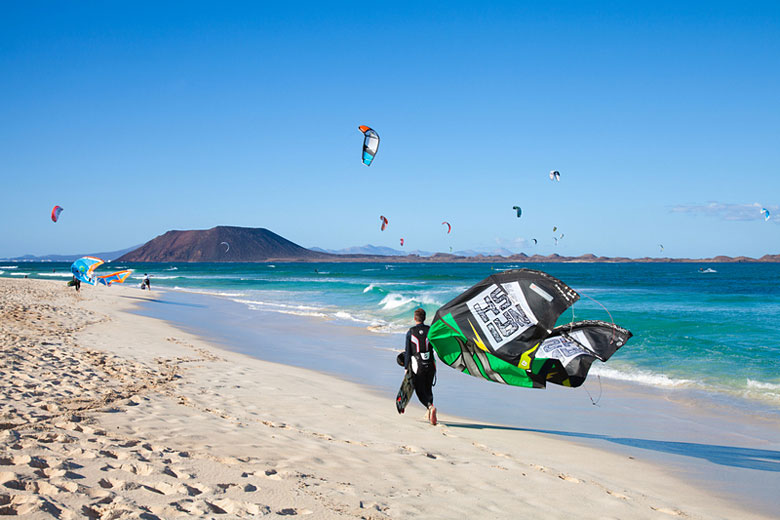 Kiteboarders off the coast of Corralejo