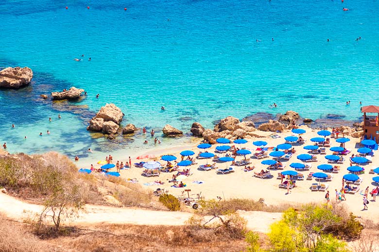 Super sandy beach at Konnos Bay, Aiya Napa