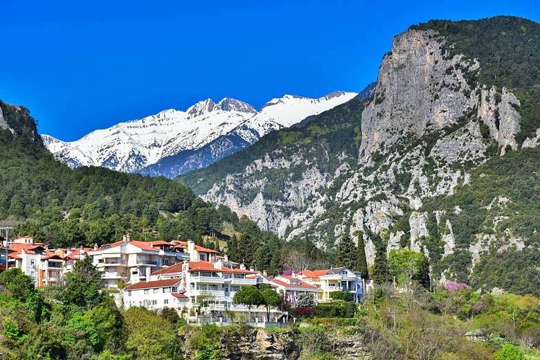 Litochoro in spring with Mount Olympus beyond