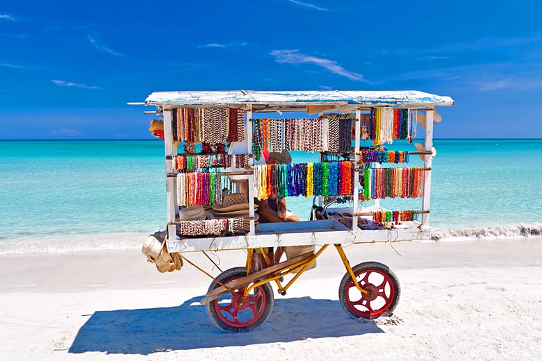 Man selling coral necklaces on Varadero Beach, Cuba