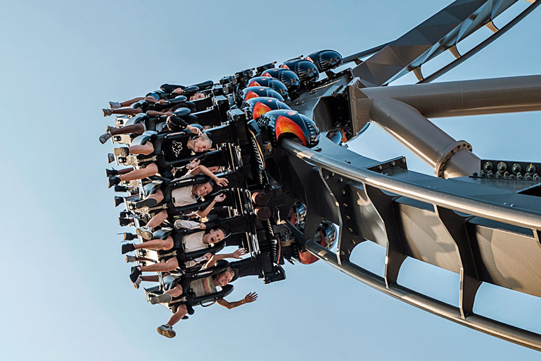 Ride the Monster rollercoaster at Stockholm's Gröna Lund