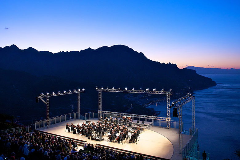 The dramatic backdrop to the Ravello Festival at Villa Rufolo