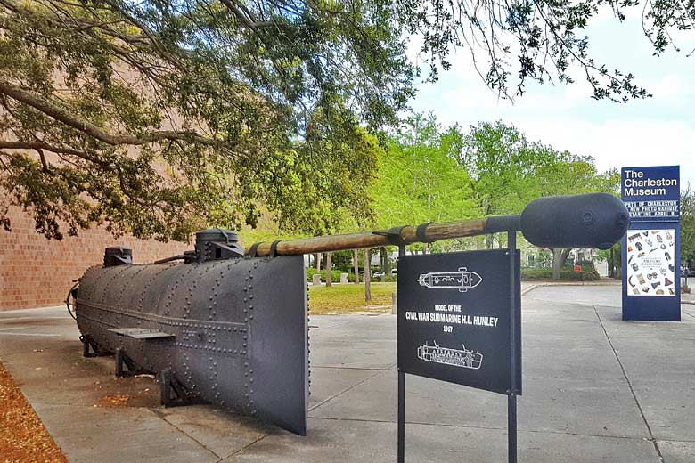 Replica of the doomed Hunley submarine at The Charleston Museum