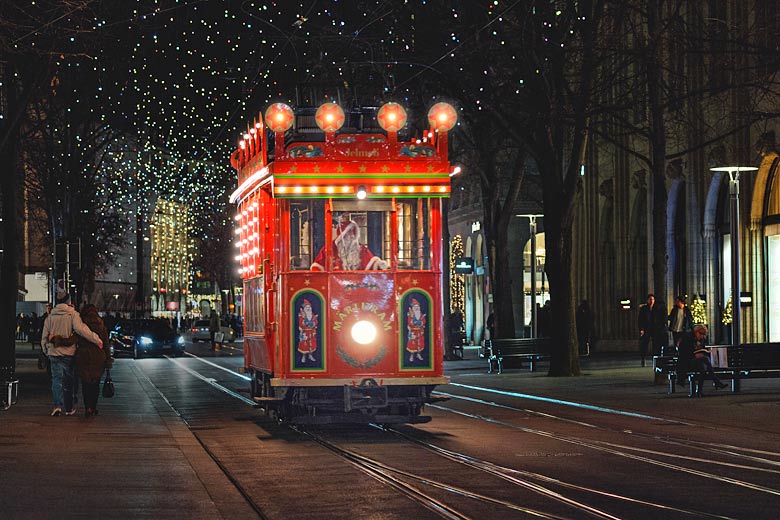 Eye open for the magical Santa Tram, Zurich