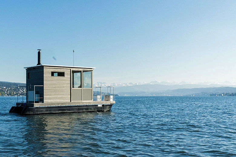 Unwind in the heat of the sauna boat on Lake Zurich