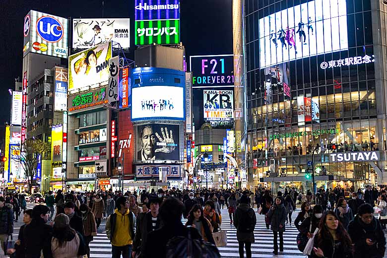 The Shibuya Crossing in Tokyo