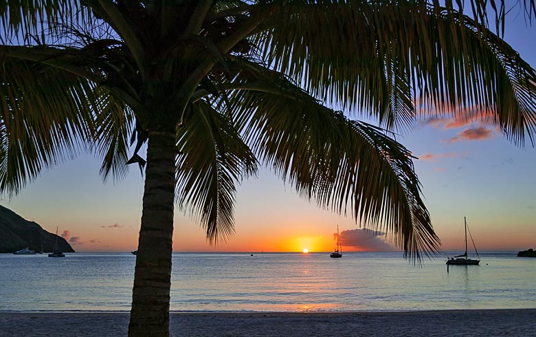 End of a day at the beach in St Lucia