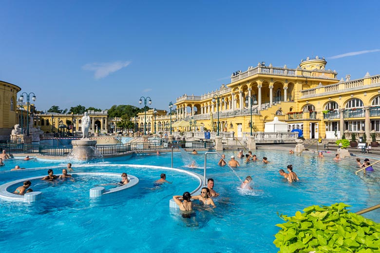 Soaking in the sunshine at Szechenyi Thermal Baths