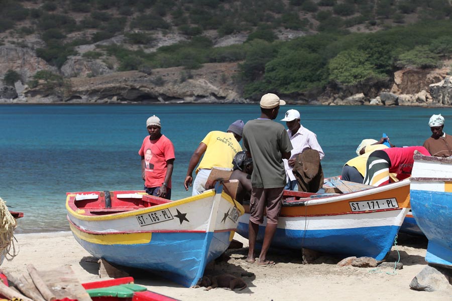 Fishermen on Tarrafal Beach