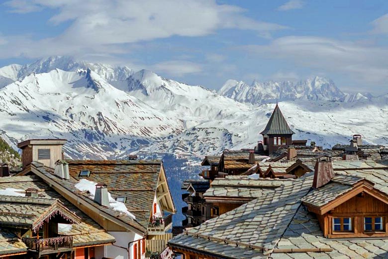 Tiled roofs and scenic views of Les Arcs 1950