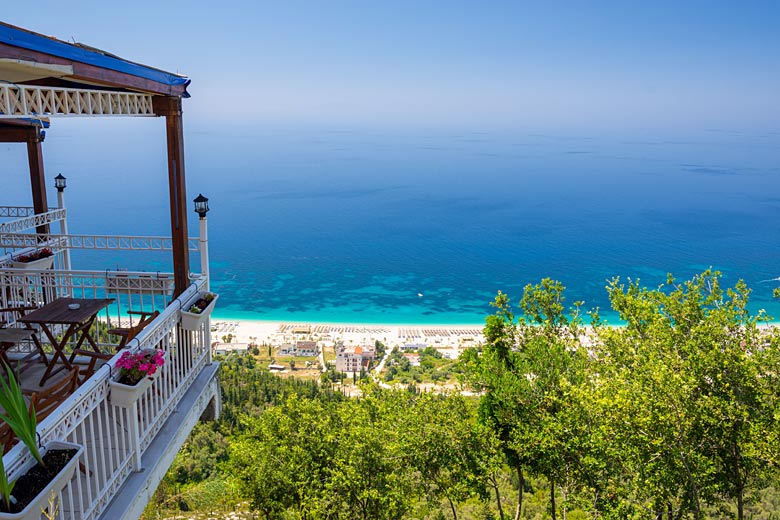 Looking down on the white sands of Dhërmi Beach