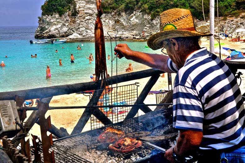 Beachfront taverna, Vrika Beach, Antipaxos