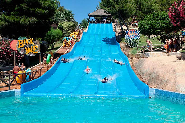 Whooshing down the waterslides at Aqualandia