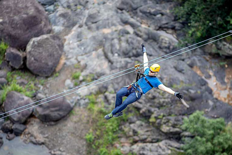 Zip lining in Toro Verde Nature Adventure Park